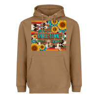 Toasted Coconut just a small town girl with gemstone sunflower serape and cowhide Heavyweight Hoodie - Artiststas