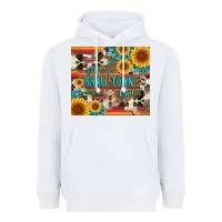 White just a small town girl with gemstone sunflower serape and cowhide Heavyweight Hoodie - Artiststas