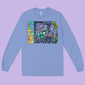 Cactus Long Sleeve Tee Designed By Cowhidedigitalart