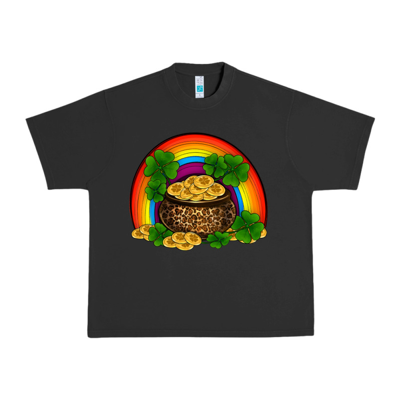 St Patricks Shamrock Gold Leopard Rainbow Urban Heavy Tee by RanaPortraitStore | Teevron