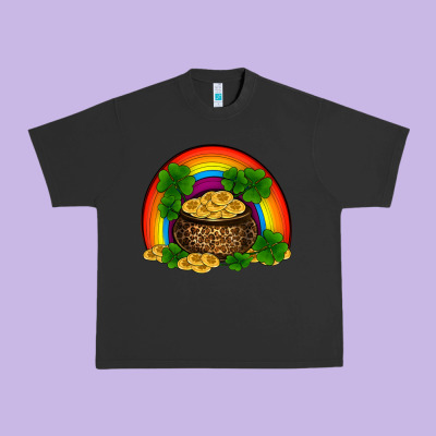 St Patricks Shamrock Gold Leopard Rainbow Urban Heavy Tee Designed By Ranaportraitstore