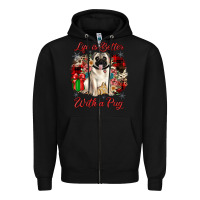Black Christmas life is better with a pug Zipper Hoodie - JahusDesignShop