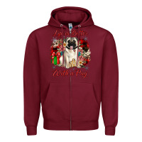 Burgundy Christmas life is better with a pug Zipper Hoodie - JahusDesignShop