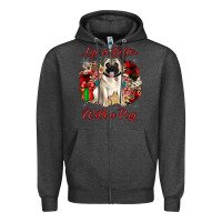 Charcoal Heather Christmas life is better with a pug Zipper Hoodie - JahusDesignShop