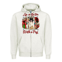 Christmas Life Is Better With A Pug Zipper Hoodie | Teevron