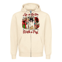 Sandshell Christmas life is better with a pug Zipper Hoodie - JahusDesignShop