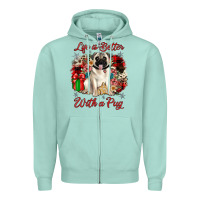 Seafoam Christmas life is better with a pug Zipper Hoodie - JahusDesignShop