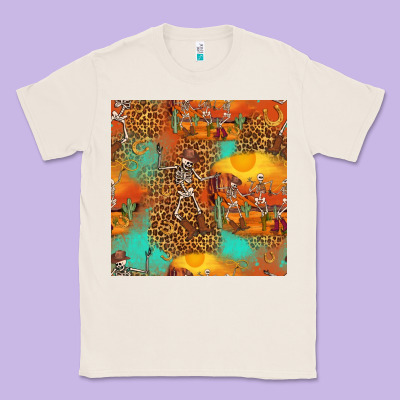 Western Skeleton Seamless Pattern Classic Tee Designed By Hra Design Shop