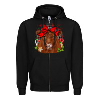 Black christmas red angus Zipper Hoodie - JahusDesignShop