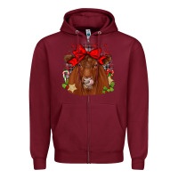 Burgundy christmas red angus Zipper Hoodie - JahusDesignShop