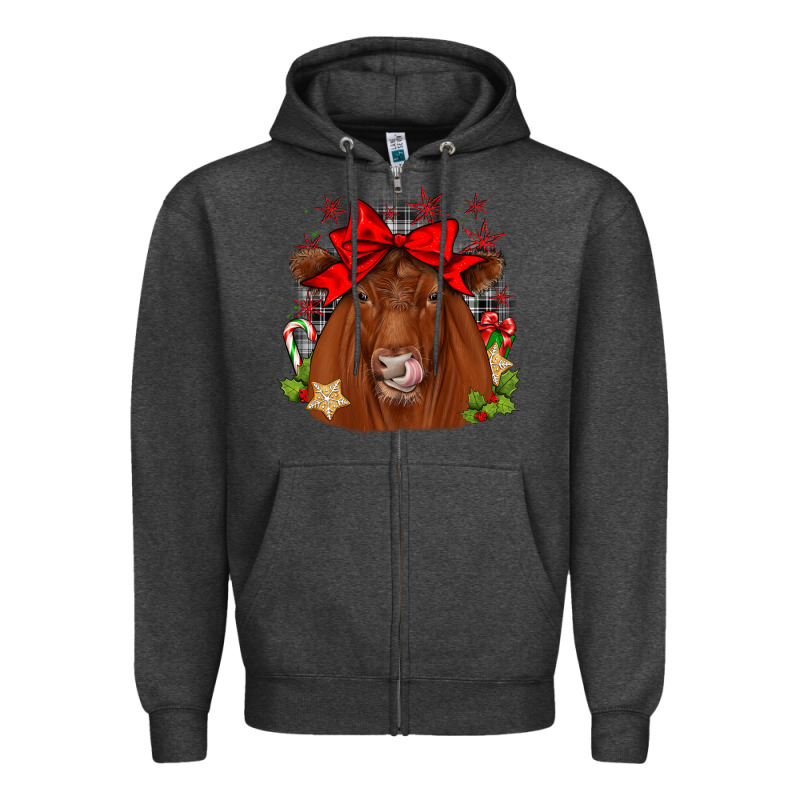 Christmas Red Angus Zipper Hoodie by JahusDesignShop | Teevron