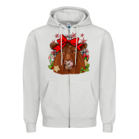 Dove Grey christmas red angus Zipper Hoodie - JahusDesignShop