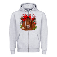Heather Grey christmas red angus Zipper Hoodie - JahusDesignShop