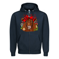 Navy christmas red angus Zipper Hoodie - JahusDesignShop