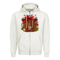 Oatmeal Heather christmas red angus Zipper Hoodie - JahusDesignShop
