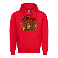 Red christmas red angus Zipper Hoodie - JahusDesignShop