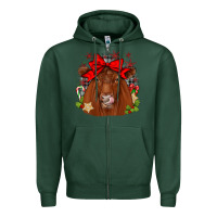 Sports Green christmas red angus Zipper Hoodie - JahusDesignShop