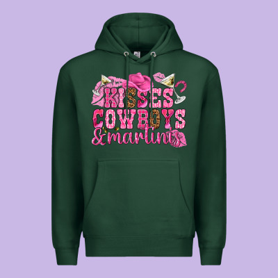 Kisses Cowboys Martinis Premium Hoodie Designed By Nancycooperartshop