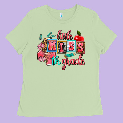 Little Miss 4 Th Grade Ladies Tee Designed By Adodesignshop