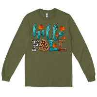 Army Green hello fall Long Sleeve Tee - HRA Design Shop