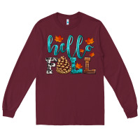 Burgundy hello fall Long Sleeve Tee - HRA Design Shop