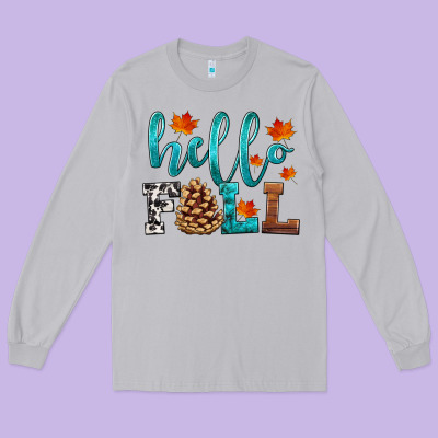 Hello Fall Long Sleeve Tee Designed By Hra Design Shop