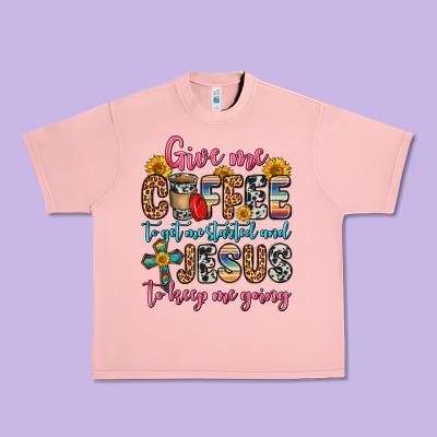 Give Me Coffee To Get Me Started And Jesus To Keep Urban Heavy Tee Designed By Zillion Design Studio
