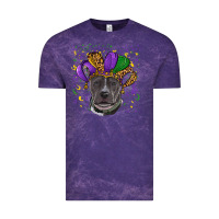 Cloud Purple Mardi Gras Pitbull with Hat Vintage Tee - RanaPortraitStore