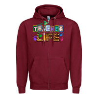 Burgundy teacher life Zipper Hoodie - AdoDesignShop