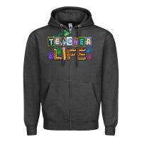 Charcoal Heather teacher life Zipper Hoodie - AdoDesignShop