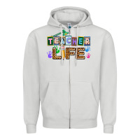 Dove Grey teacher life Zipper Hoodie - AdoDesignShop