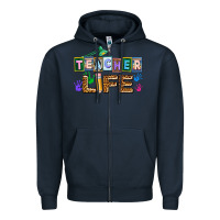 Navy teacher life Zipper Hoodie - AdoDesignShop