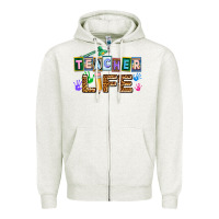Oatmeal Heather teacher life Zipper Hoodie - AdoDesignShop
