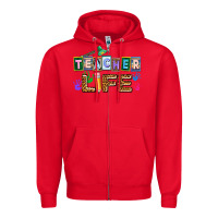Red teacher life Zipper Hoodie - AdoDesignShop