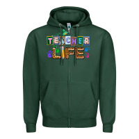 Sports Green teacher life Zipper Hoodie - AdoDesignShop