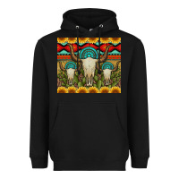 Black bull skulls gemstones and cactus with leopard and aztec Heavyweight Hoodie - Artiststas
