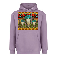 Lavender bull skulls gemstones and cactus with leopard and aztec Heavyweight Hoodie - Artiststas