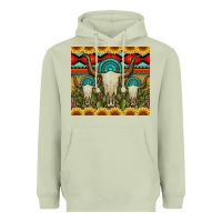 Matcha bull skulls gemstones and cactus with leopard and aztec Heavyweight Hoodie - Artiststas