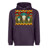 Plum bull skulls gemstones and cactus with leopard and aztec Heavyweight Hoodie - Artiststas