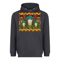 Smoke bull skulls gemstones and cactus with leopard and aztec Heavyweight Hoodie - Artiststas