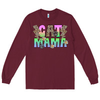 Burgundy cat mama Long Sleeve Tee - CowhideDigitalArt