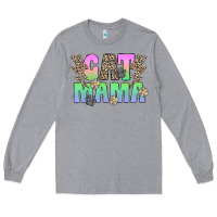 Heather Grey cat mama Long Sleeve Tee - CowhideDigitalArt