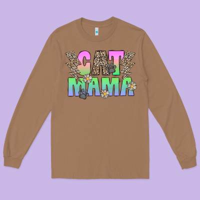 Cat Mama Long Sleeve Tee Designed By Cowhidedigitalart