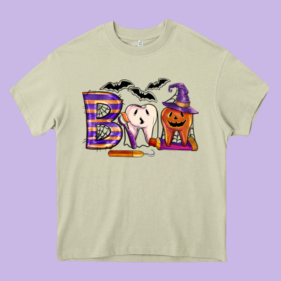 Dental Boo Halloween Heavy Core Tee Designed By Lillyallendesigns