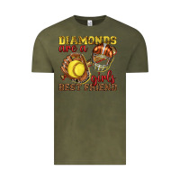 Vintage Olive diamonds are a girls best friend softball Vintage Tee - texasbilliewilder