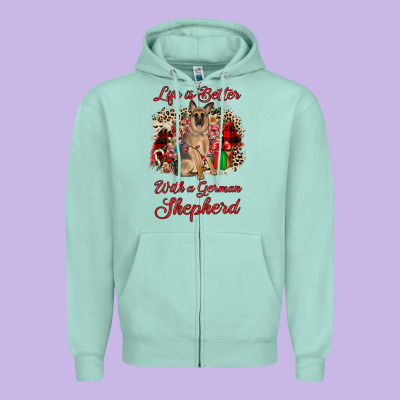 Christmas Life Is Better With A German Shepherd Zipper Hoodie Designed By Jahusdesignshop