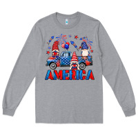 Heather Grey American truck gnomes Long Sleeve Tee - Neo Western