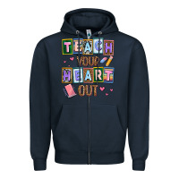 Navy teach your heart out Zipper Hoodie - AdoDesignShop