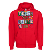 Red teach your heart out Zipper Hoodie - AdoDesignShop