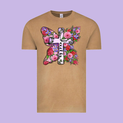 Faith Butterfly Cross Vintage Tee Designed By Zillion Design Studio